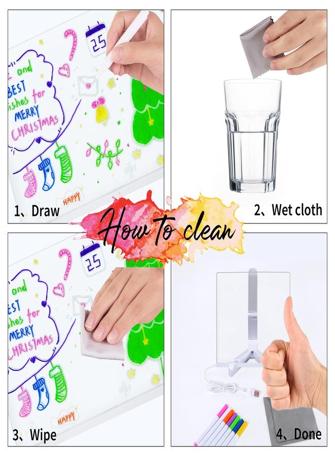 JBEIY LED Note Board with Colors,Led Light Up Acrylic Message Board,LED Illuminated Drawing Board Light Up Dry Erase Board with Stand for Office School Home (11.81 * 7.88'') - Image 3